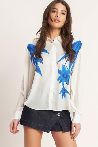 ASYMMETRICAL BOTANICAL WOVEN SHIRT - Glamourous Grace