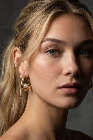 Margot Waterproof Pearl Huggie Earring - Glamourous Grace