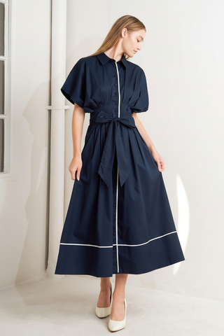 Navy Piping Dress Editorial