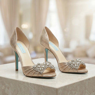 Betsey Johnson Women's Gown Pump Genuine Leather Women Shoes Blue, Size  8 - Glamourous Grace