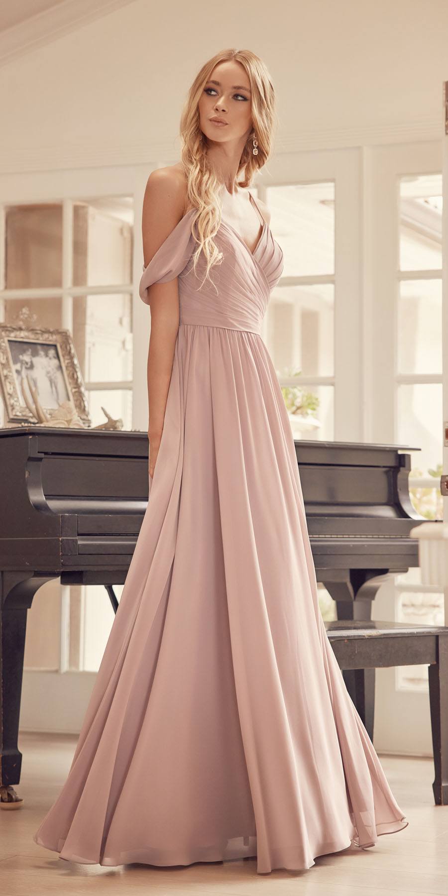 Juliet 262 Pleated Off the Shoulder Formal Dress - Glamourous Grace
