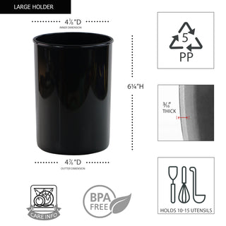 3pc Plastic Utensil Holders, Black