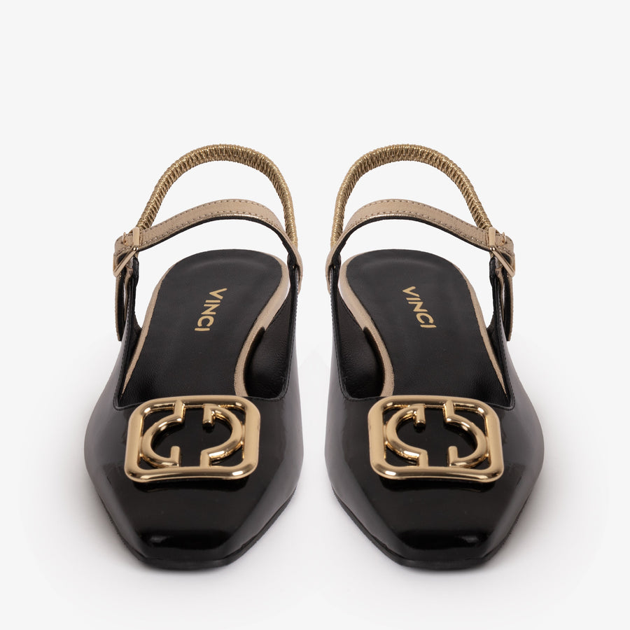 The Rosalinda Black Leather Women Flat Slingback Sandal - Glamourous Grace