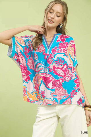 Umgee Abstract Print Oversized Top - Glamourous Grace