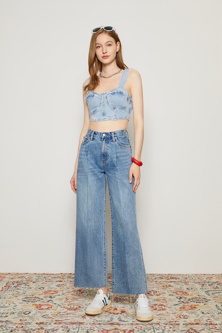CHILL Pleat Straight Ankle Jeans HJ133 [FINAL SALE] - Glamourous Grace
