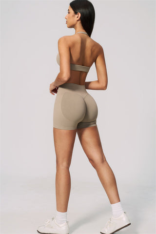 The Velvetine Halter Sports Bra Shorts 2-Piece Set