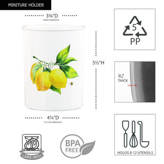 3pc Plastic Utensil Holders, Fresh Lemons