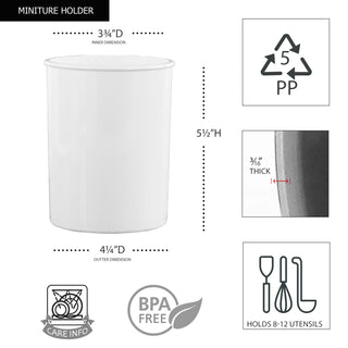 Mini Plastic Utensil Holder, White