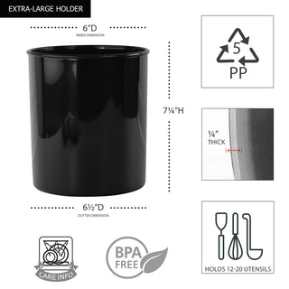 X-Large Plastic Utensil Holder, Black