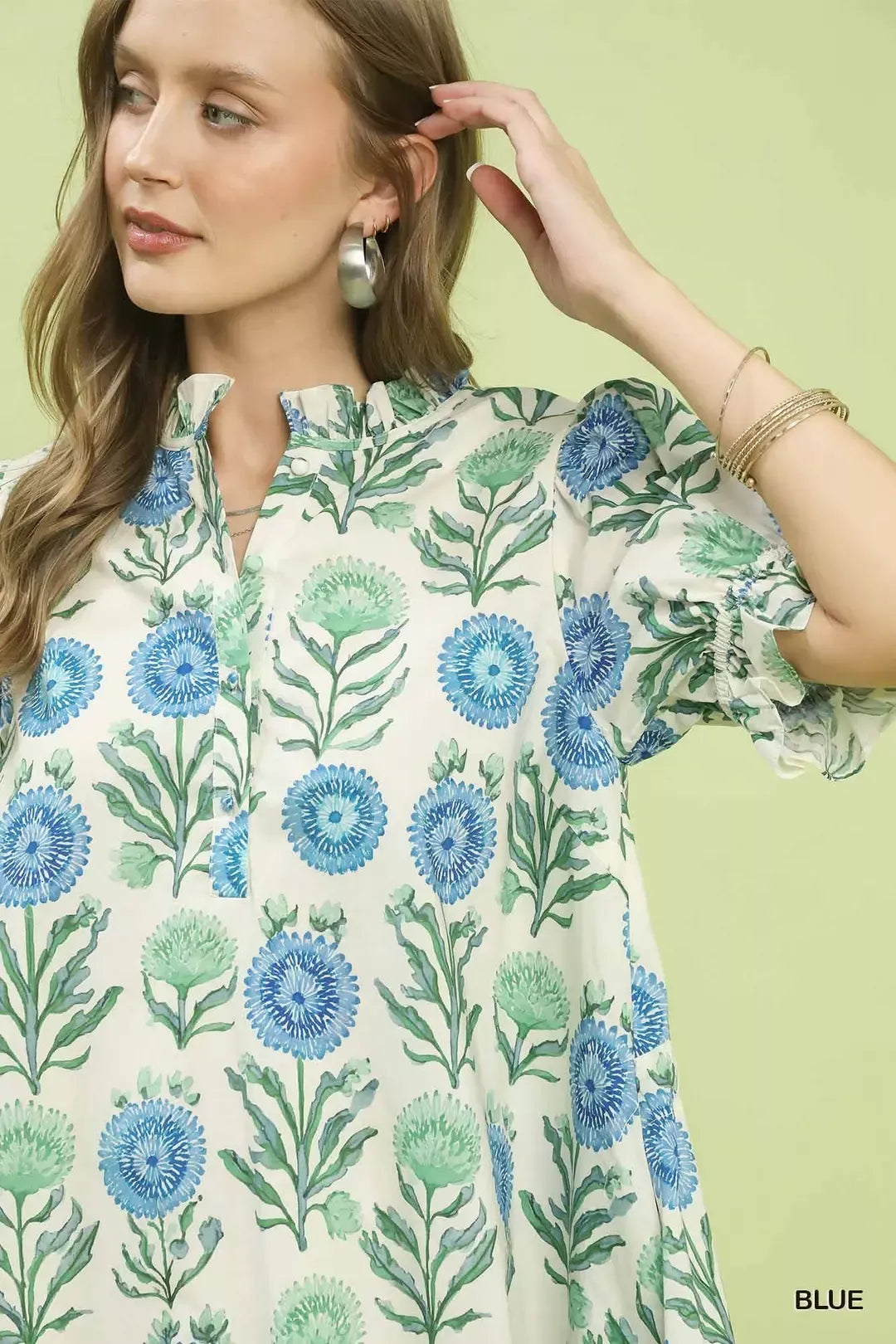 Umgee Floral Puff Sleeve Babydoll Dress with Side Pockets - Glamourous Grace