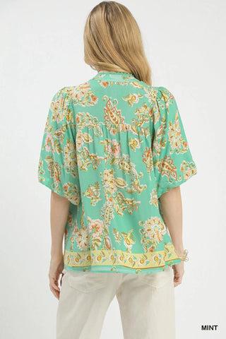 Umgee Apricot Floral Boho Blouse - Glamourous Grace