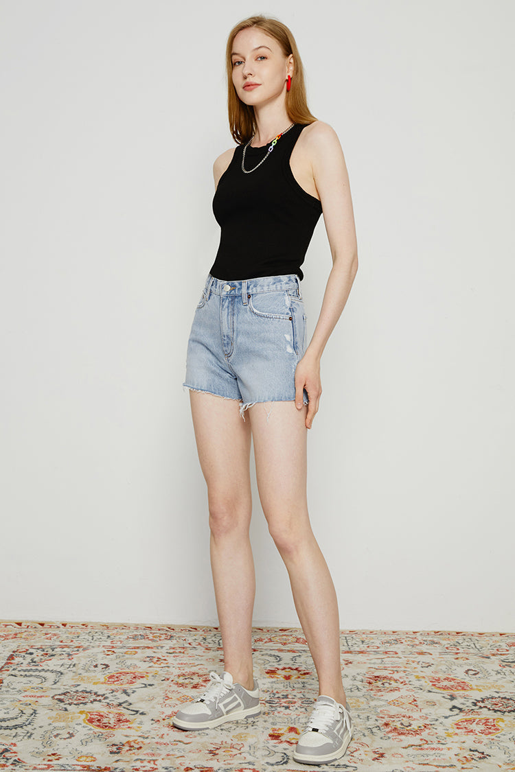 High Rise Denim Shorts HJ167 [FINAL SALE] - Glamourous Grace
