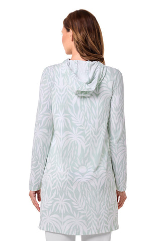 Women's Cabana Long Zip-Up Hoodie | Misty Aqua American Palm