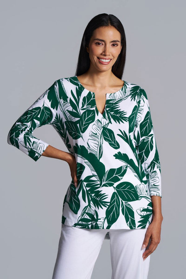 Women's St. Lucia Tunic Top | Eden Green Palm Paradise - Glamourous Grace