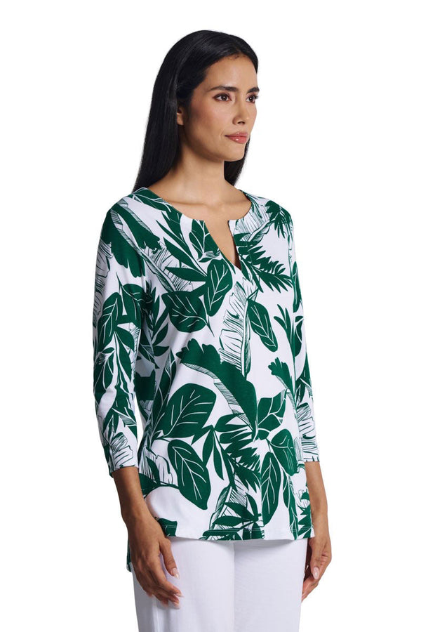 Women's St. Lucia Tunic Top | Eden Green Palm Paradise - Glamourous Grace