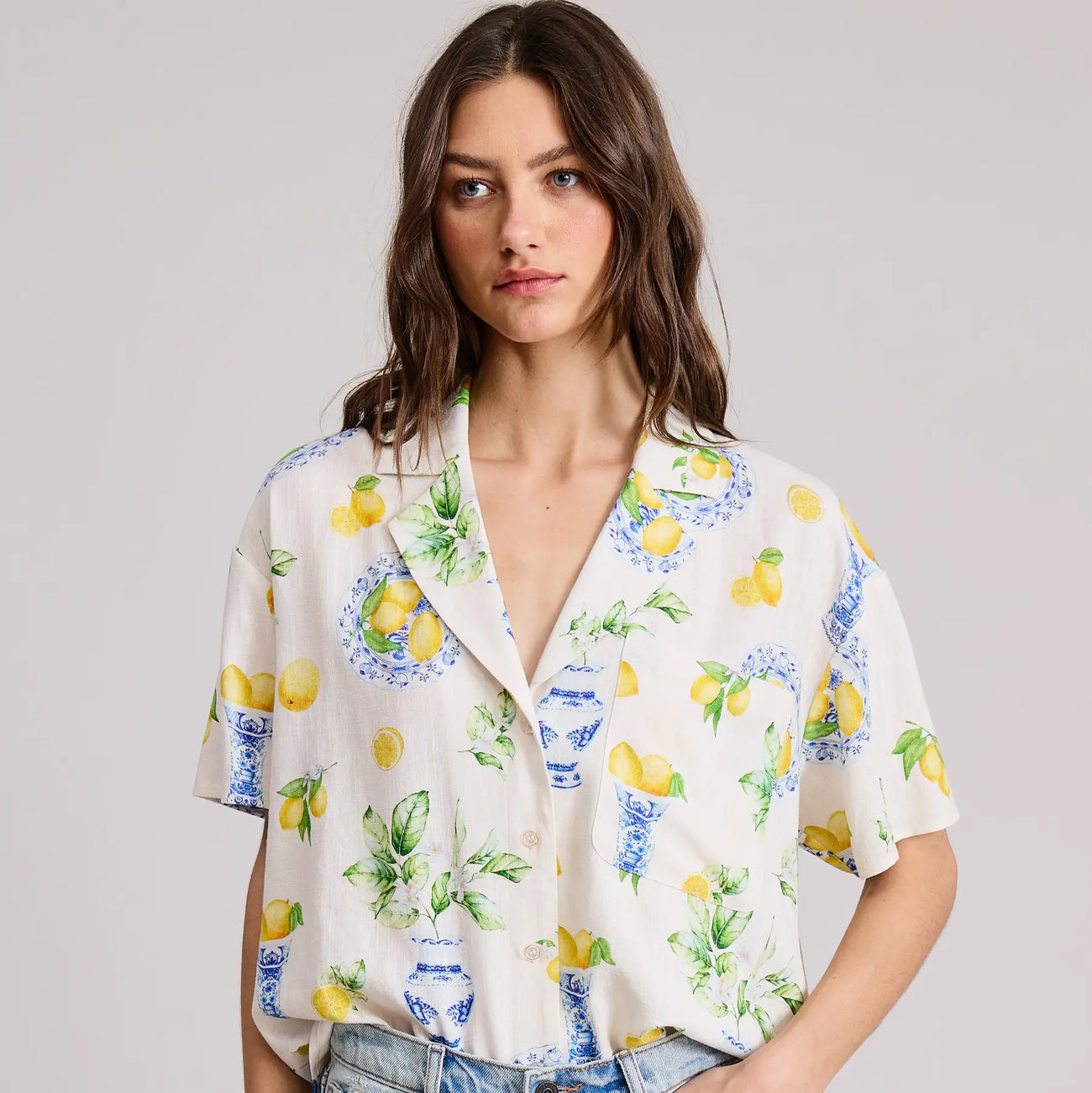Italia Lemon Button Down Top - Glamourous Grace