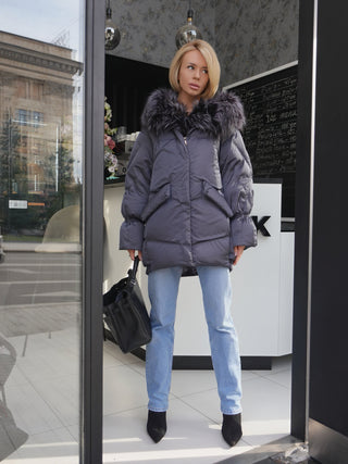 Orchid Genuine Fur Trim Down Parka