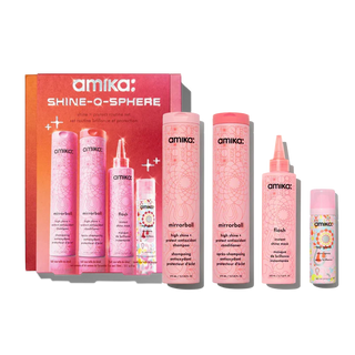 Amika Shine-O-Sphere Kit - Mirrorball Shampoo 9.2oz Mirrorball Conditioner 9.2oz Flash Mask 6.7oz Top Gloss Spray 1oz
