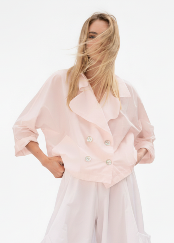 Nylon Cropped Sailor Jacket - Blush - Glamourous Grace