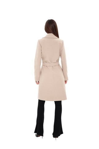 Windsor Classic Wraparound Cashmere Blend Overcoat in Nude