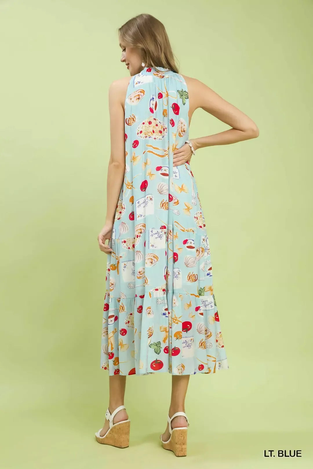 Umgee Abstract Print Tiered Halter Midi Dress - Glamourous Grace