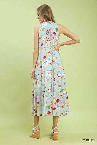 Umgee Abstract Print Tiered Halter Midi Dress - Glamourous Grace