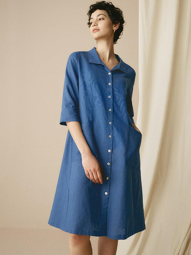 100% Linen Shirt Dress MADISON - Glamourous Grace