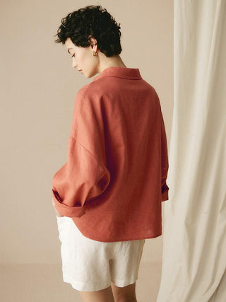 Linen Oversized Fit Pocket Shirt ELOWEN - Glamourous Grace