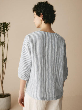 100% Linen Puff Sleeves Top LEAH - Glamourous Grace