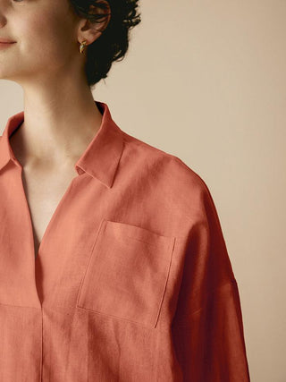 Linen Oversized Fit Pocket Shirt ELOWEN - Glamourous Grace