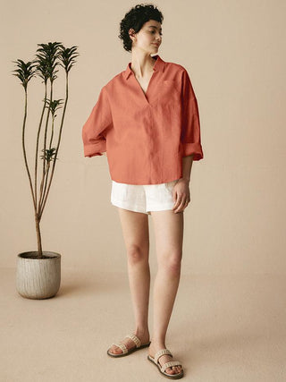 Linen Oversized Fit Pocket Shirt ELOWEN - Glamourous Grace