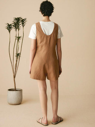 100% Linen U-Neck Short Jumpsuit KENDALL - Glamourous Grace