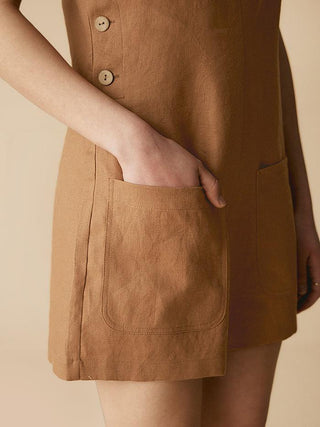 100% Linen U-Neck Short Jumpsuit KENDALL - Glamourous Grace