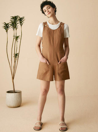 100% Linen U-Neck Short Jumpsuit KENDALL - Glamourous Grace