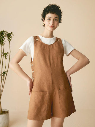 100% Linen U-Neck Short Jumpsuit KENDALL - Glamourous Grace