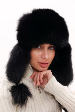 Genuine Polar Fox Fur Genuine Leather Hat