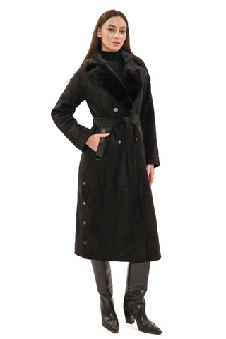 Genuine Mink Fur Eco Suede Coat