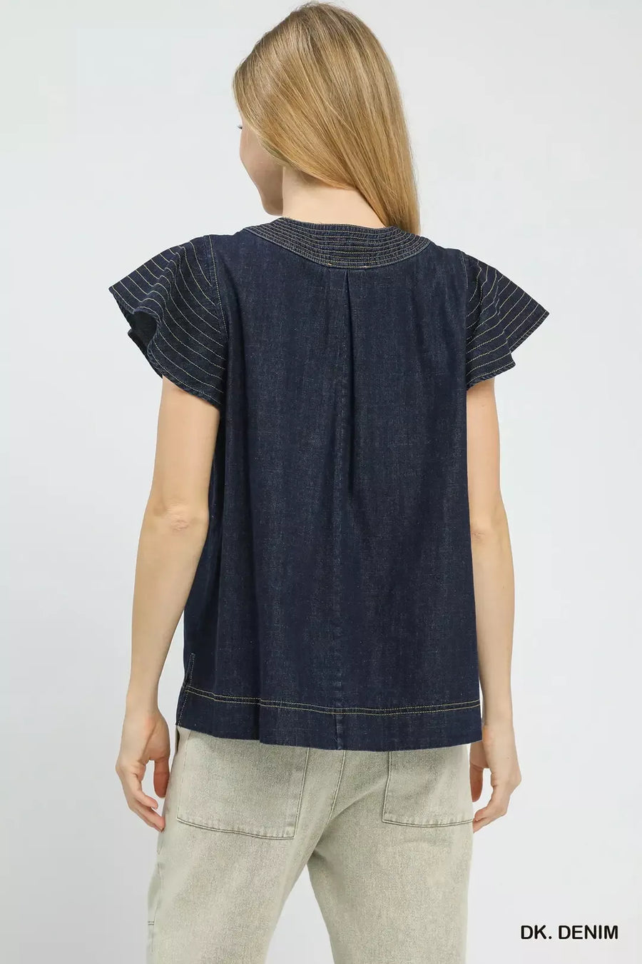 Umgee Cap Sleeve Denim Top - Glamourous Grace