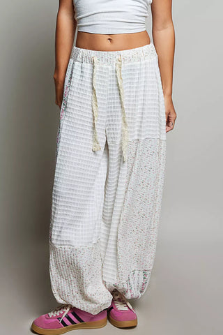 POL Patchwork Mixed Knit Wide Leg Pants - Glamourous Grace