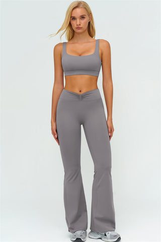 The Lushness V-Back Sports Bra Flared Leggings 2-Piece Set