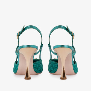 The Luna Turquoise Leather Slingback Women Sandal - Glamourous Grace