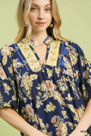 Umgee Apricot Floral Boho Blouse - Glamourous Grace