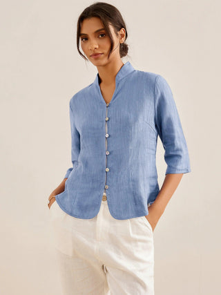 100% Linen Hand Button Fitted Jacket AMELIA - Glamourous Grace