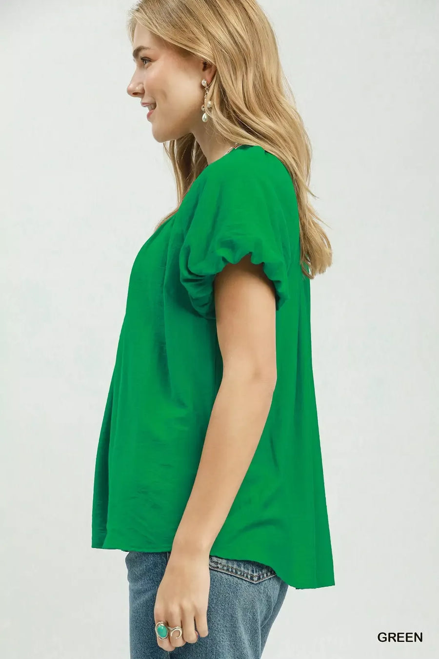 Umgee Gathered V-Neck Top - Glamourous Grace