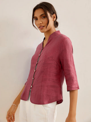 100% Linen Hand Button Fitted Jacket AMELIA - Glamourous Grace
