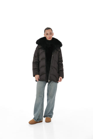 Genuine Silver Fox Fur Down Fill Parka