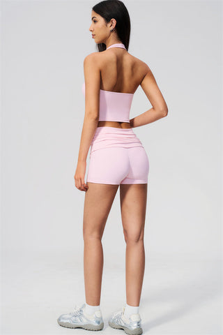 The Twirl Wide Strap Halter Crop Top