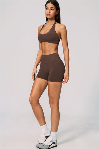 The Velvetine Halter Sports Bra Shorts 2-Piece Set