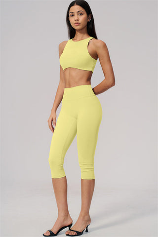 The Twirl Open Back Sports Bra Capri Leggings 2-Piece Set