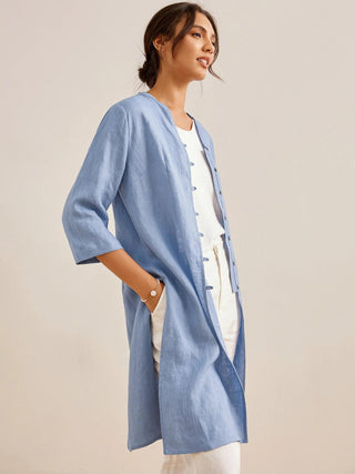 100% Linen Hand Button Long Top DILLON - Glamourous Grace